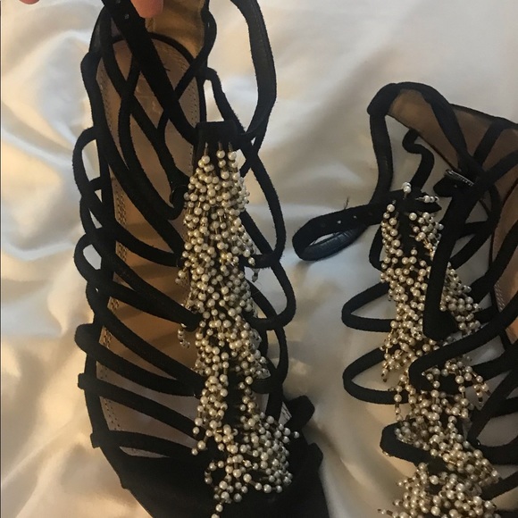 Tory Burch black suede beaded heels size 9.5 - Picture 7 of 9